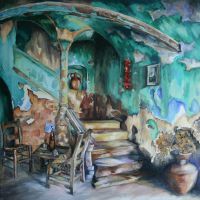 Interior Green 80x80cm Olej i pasty fakturowe  na płótnie